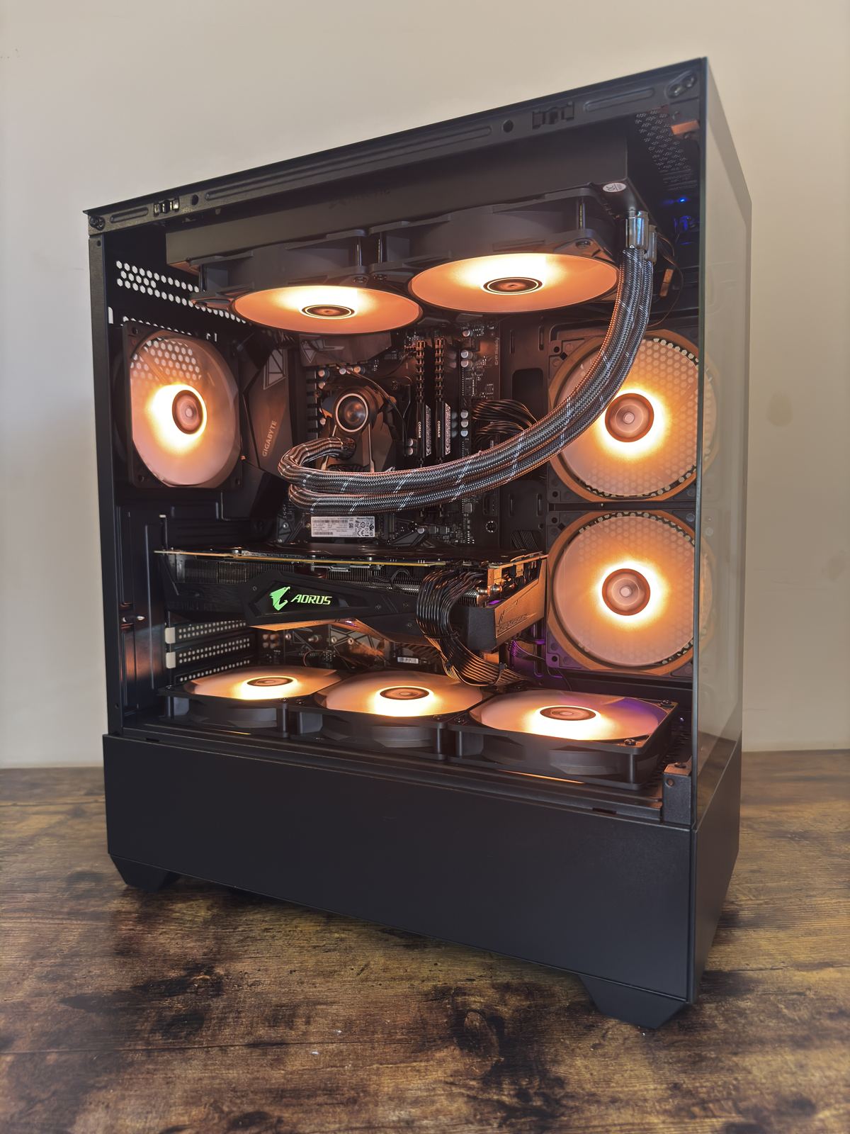 Close-up detail of a PC build